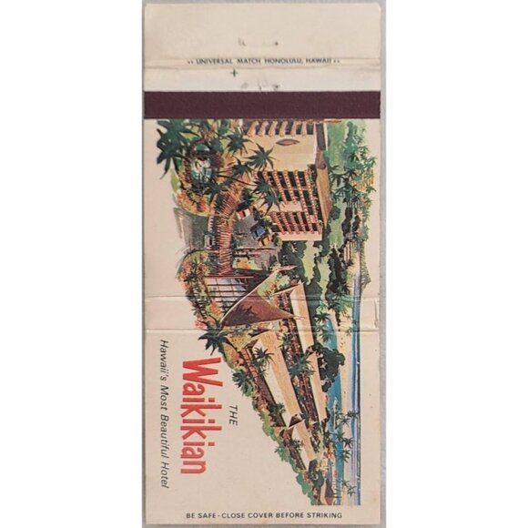Matchbook Cover Waikikian Hotel Honolulu Hawaii Tiki Polynesian Resort - Picture 2 of 5